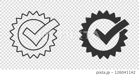Winner icon in flat style. Rosette award vector illustration on white isolated background. Medal business concept. 126041142