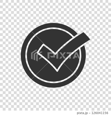 Check mark sign icon in flat style. Confirm button vector illustration on white isolated background. Accepted business concept. Check mark sign icon in flat style. Confirm button vector illustration on white isolated background. Accepted business concept. 126041156