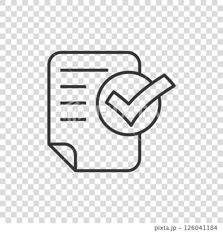 Document checklist icon in flat style. Report vector illustration on white isolated background. Paper sheet business concept. Document checklist icon in flat style. Report vector illustration on white isolated background. Paper sheet business concept. 126041184