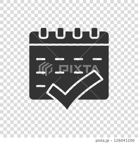 Calendar icon in flat style. Agenda vector illustration on white isolated background. Schedule planner business concept. 126041200
