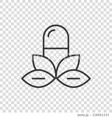Vitamin pill note icon in flat style. Capsule vector illustration on white isolated background. Antibiotic sign business concept. 126041231