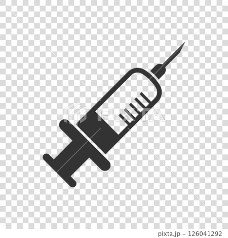 Syringe icon in flat style. Coronavirus vaccine inject vector illustration on isolated background. Covid-19 vaccination sign business concept. Syringe icon in flat style. Coronavirus vaccine inject vector illustration on isolated background. Covid-19 vaccination sign business concept. 126041292