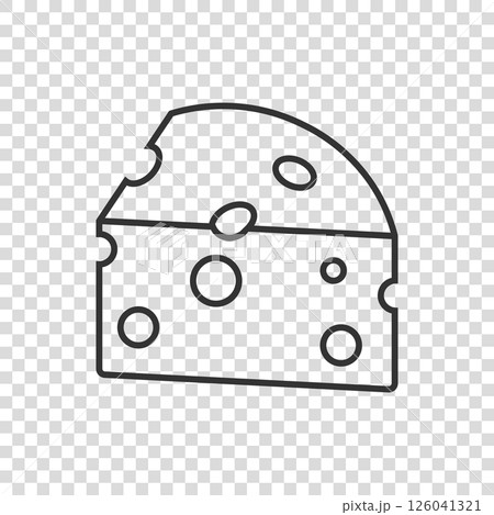 Cheese slice icon in flat style. Milk food vector illustration on isolated background. Breakfast sign business concept. 126041321