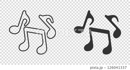 Music note icon in flat style. Song vector illustration on white isolated background. Musician sign business concept. 126041337