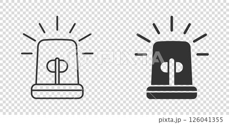 Emergency alarm icon in flat style. Alert lamp vector illustration on isolated background. Police urgency sign business concept. 126041355