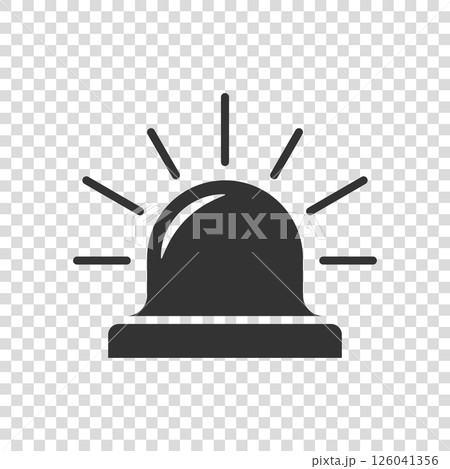 Emergency alarm icon in flat style. Alert lamp vector illustration on isolated background. Police urgency sign business concept. 126041356