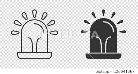 Emergency alarm icon in flat style. Alert lamp vector illustration on isolated background. Police urgency sign business concept. 126041367