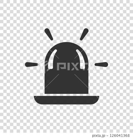 Emergency alarm icon in flat style. Alert lamp vector illustration on isolated background. Police urgency sign business concept. 126041368
