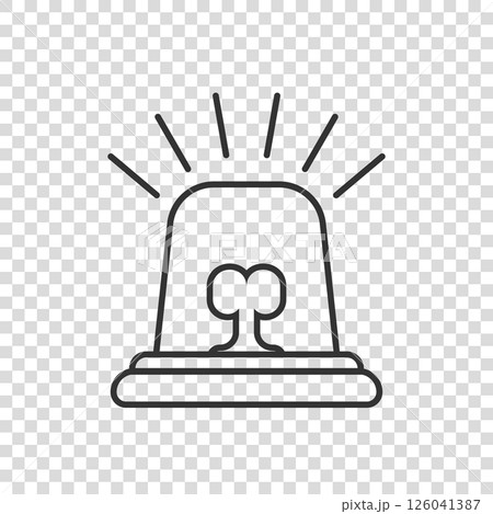 Emergency alarm icon in flat style. Alert lamp vector illustration on isolated background. Police urgency sign business concept. 126041387