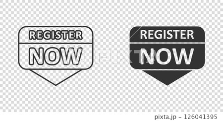 Register now icon in flat style. Registration vector illustration on isolated background. Member notification sign business concept. Register now icon in flat style. Registration vector illustration on isolated background. Member notification sign business concept. 126041395