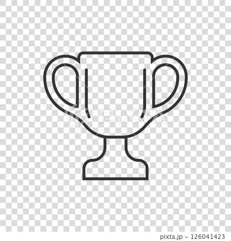 Trophy cup icon in flat style. Goblet prize vector illustration on isolated background. Award sign business concept. 126041423