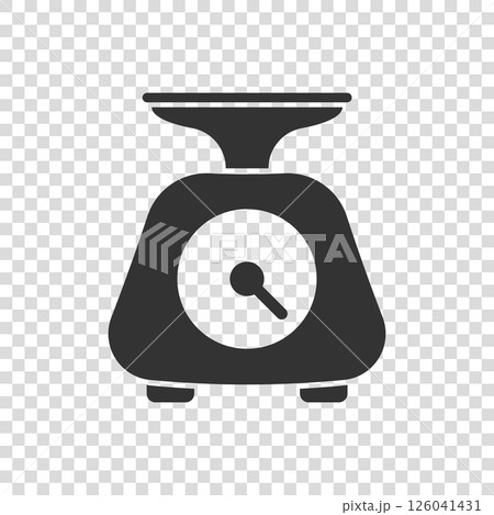 Bathroom weight scale icon in flat style. Mass measurement vector illustration on isolated background. Overweight sign business concept. 126041431
