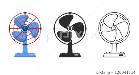 Electric fan icon set collection in flat style. Propeller vector illustration on isolated background. Cooler sign business concept. 126041514