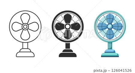 Electric fan icon set collection in flat style. Propeller vector illustration on isolated background. Cooler sign business concept. Electric fan icon set collection in flat style. Propeller vector illustration on isolated background. Cooler sign business concept. 126041526