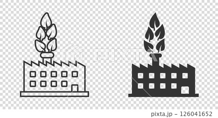 Factory ecology icon in flat style. Eco plant vector illustration on white isolated background. Nature industry business concept. Factory ecology icon in flat style. Eco plant vector illustration on white isolated background. Nature industry business concept. 126041652