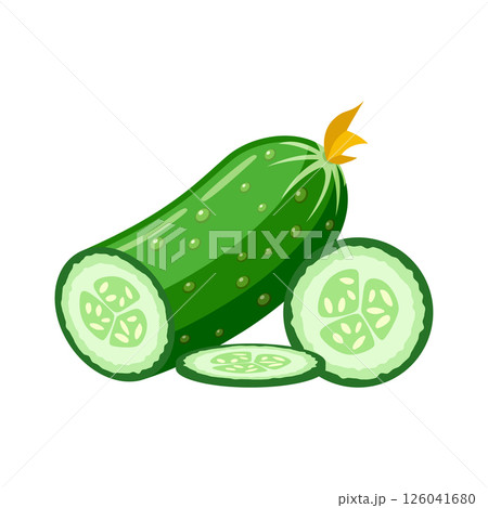 Cucumber vegetable icon in flat style. Gherkin plant vector illustration on isolated background. Healthy food sign business concept. Cucumber vegetable icon in flat style. Gherkin plant vector illustration on isolated background. Healthy food sign business concept. 126041680