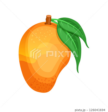 Fresh mango fruit icon in flat style. Tropical plant vector illustration on isolated background. Healthy food sign business concept. 126041694