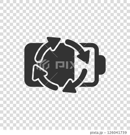 Battery icon in flat style. Accumulator vector illustration on white isolated background. Energy charger business concept. 126041739
