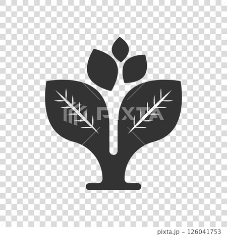 Leaf icon in flat style. Plant vector illustration on white isolated background. Flower sign business concept. Leaf icon in flat style. Plant vector illustration on white isolated background. Flower sign business concept. 126041753