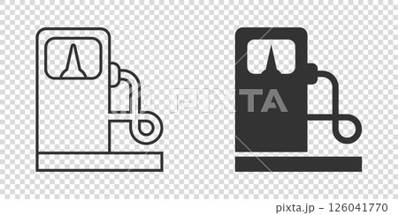 Fuel pump icon in flat style. Gas station sign vector illustration on white isolated background. Petrol business concept. 126041770
