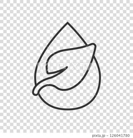 Natural drop water icon in flat style. Liquid vector illustration on white isolated background. Droplet business concept. Natural drop water icon in flat style. Liquid vector illustration on white isolated background. Droplet business concept. 126041780