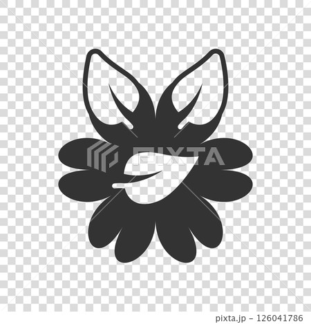 Leaf and chamomile icon in flat style. Flower with plant vector illustration on white isolated background. Eco power sign business concept. Leaf and chamomile icon in flat style. Flower with plant vector illustration on white isolated background. Eco power sign business concept. 126041786