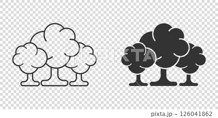 Tree icon in flat style. Forest vector illustration on white isolated background. Plant sign business concept. 126041862