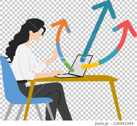 一名婦女在電腦上做副業的插圖 126041994