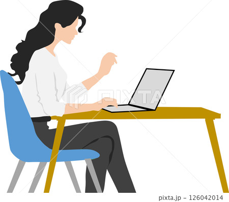パソコンで副業をする女性のイラスト パソコンで副業をする女性のイラスト 126042014