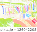 【5月】公園に設置された色とりどりの鯉のぼり 126042208