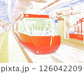 駅に停車中の赤い特急電車 126042209