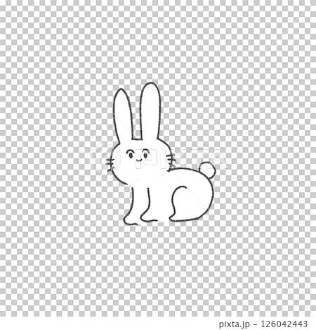 兔子麵向前方坐著的簡單插圖 126042443