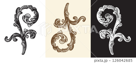 Set of ornate hand drawing design elements illustration vector Set of ornate hand drawing design elements illustration vector 126042685