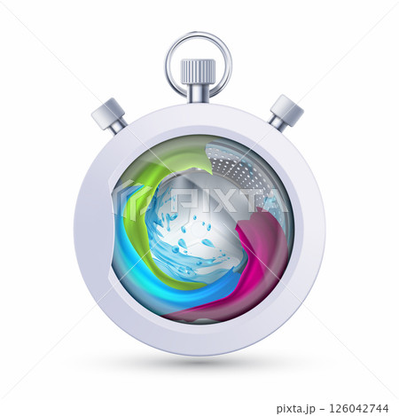 Washing machine drum with clothes 126042744