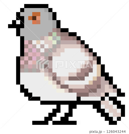 ドット絵 アニマルイラスト カワラバト (栗二引) ドット絵 アニマルイラスト カワラバト (栗二引) 126043244