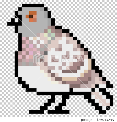 ドット絵 アニマルイラスト カワラバト (栗ゴマ) 126043245