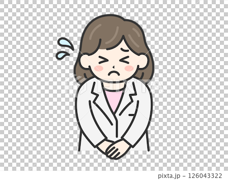 女醫生（線條彩繪）低頭道歉的插圖 126043322