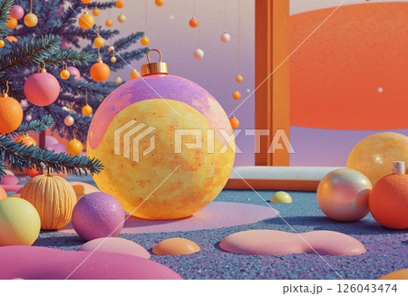 Colorful Holiday Decorations Bring Warmth and Joy to a Playful Winter Setting. Generative AI 126043474