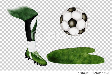 Soccer football watercolor set. Hand drawn sports equipment on white background. Clip art football. Ideal for posters and game tickets Soccer football watercolor set. Hand drawn sports equipment on white background. Clip art football. Ideal for posters and game tickets 126043598