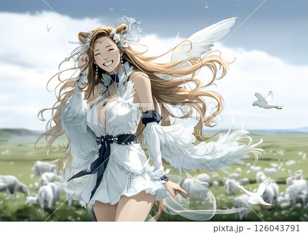 ライオンは怖くないと伝えたいライオンの妖精のイラスト素材 ライオンは怖くないと伝えたいライオンの妖精のイラスト素材 126043791