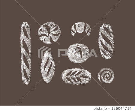 Bread fingerprint collection brown Bread fingerprint collection brown 126044714