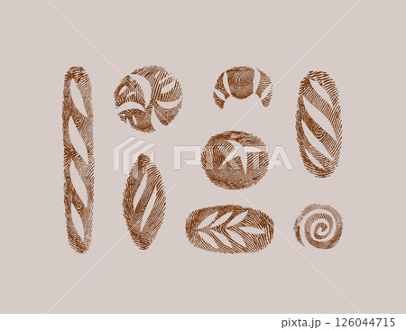 Bread fingerprint collection coffee color 126044715