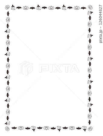 シンプルな手書きのかわいいハロウィンの四角フレーム 126044827