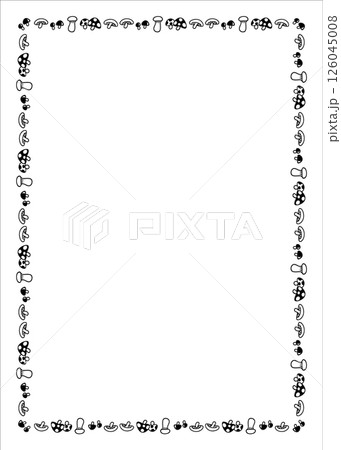 シンプルな手書きのかわいいきのこの四角フレーム 126045008