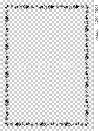 シンプルな手書きのかわいいきのこの四角フレーム 126045008