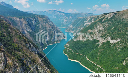 Piva river canyon aerial Montenegro 126045348