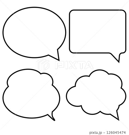 「シンプルな吹き出しアイコンセット(細)｜会話・コメント・お知らせに使える白黒素材」 126045474