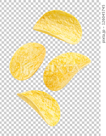 Floating Golden Yellow Potato Chips 126045745