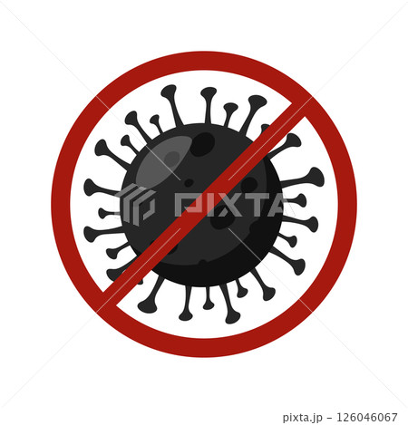 Caution coronavirus - red prohibit sign. Stop epidemic. Banner. Flat Vector illustration	 126046067
