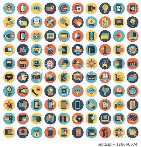 Set vector icons with elements for mobile concepts and web apps. Business and marketing, programming, data management, internet connection, social network, computing, information. Vector	 126046074